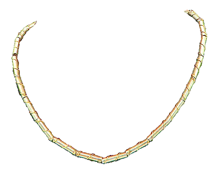 925 Sterling Silver & 14K GOLD  Vintage Wrapped Bar Link Chain Necklace NE3343