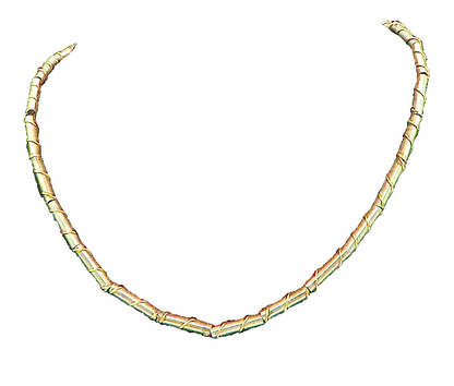 925 Sterling Silver & 14K GOLD  Vintage Wrapped Bar Link Chain Necklace NE3343