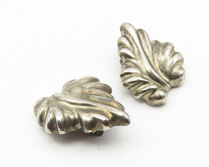 925 Sterling Silver  Vintage Dark Tone Floral Leaf Non Pierce Earrings  EG5601