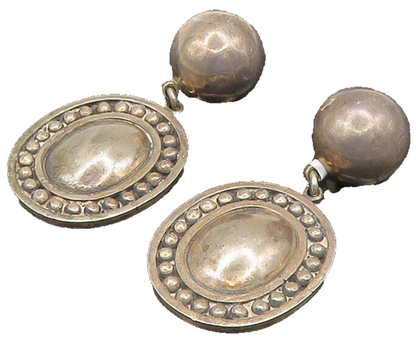 BRENDA SCHOENFELD 925 Silver  Vintage Bead Ball Dangle Earrings  EG11662