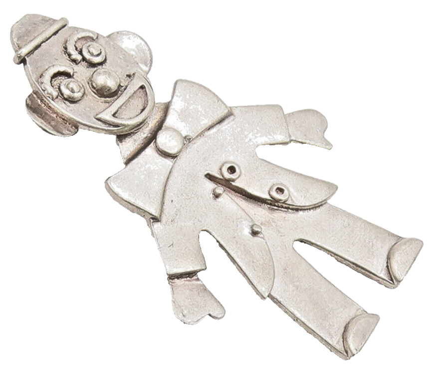 925 Sterling Silver  Vintage Cutout Carved Joker Solid Pendant  PT22233