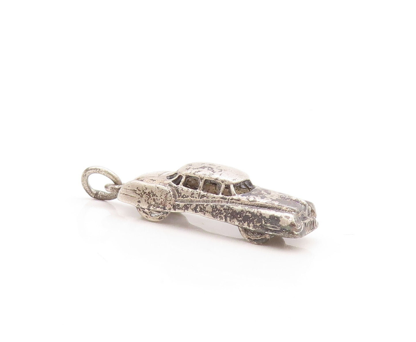 925 Sterling Silver Vintage Pendant Dark Tone 3D Carved Car Charm  PT23831