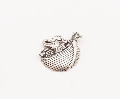 925 Sterling Silver Vintage Pendant KABANA Noah Ark Animal Boat  PT23465