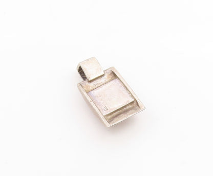 925 Sterling Silver Vintage Pendant Amber Modernist Geometric Charm  PT25908