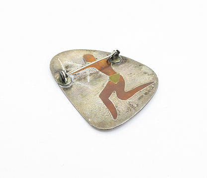 MEXICO 925 Sterling Silver  Vintage Two Tone Bow & Arrow Brooch Pin  BP1349