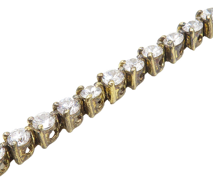 925 Sterling Silver  Vintage Shiny Cubic Zirconia Chain Bracelet  BT6205