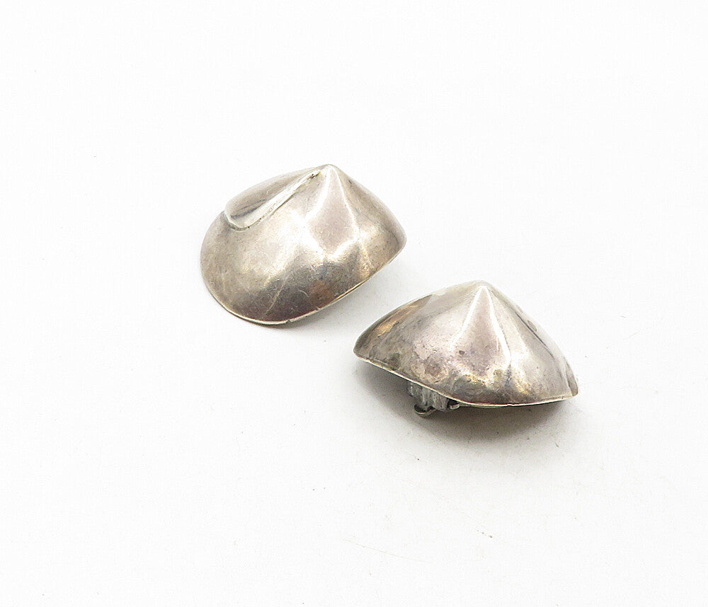 925 Sterling Silver  Vintage Dark Tone Hollow Non Pierce Earrings  EG4633