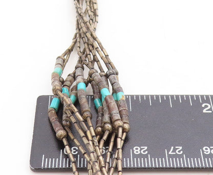 925 Sterling Silver  Vintage Turquoise Multi Strand Chain Necklace  NE2148