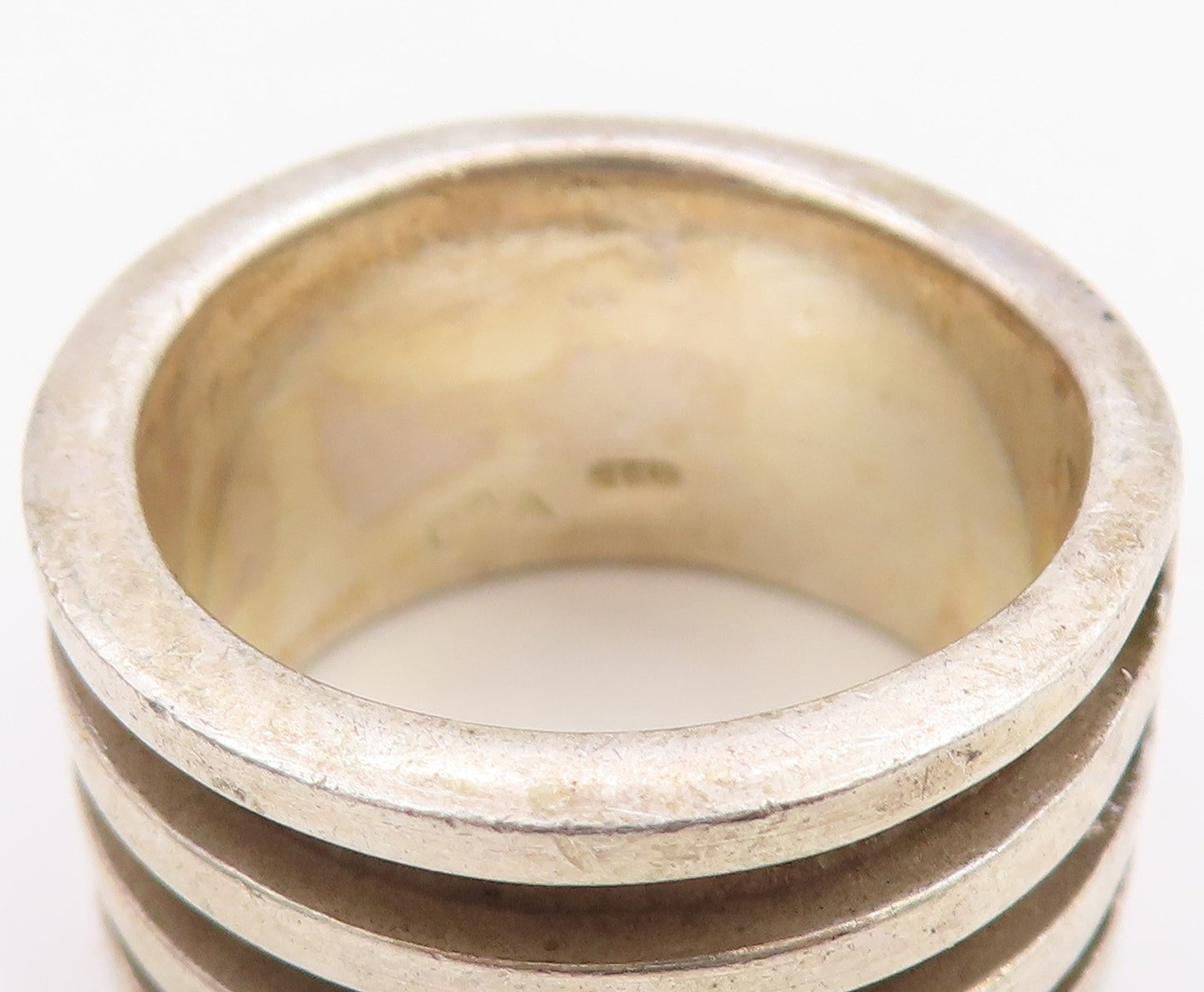 925 Sterling Silver Vintage Ring DAVID SIGAL Grooved Bands  Sz 7  RG33292