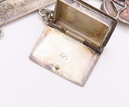 925 Sterling Silver Vintage Brooch GFMW Dangling Book Nut Scale Charm  BP11570