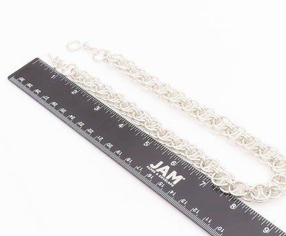 925 Sterling Silver Vintage Necklace Brutalist Interlinked Rings Cutout  NE4457