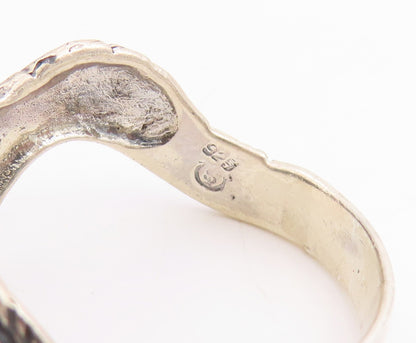 925 Sterling Silver Vintage Ring Modernist Mythical Dragon Band  Sz 14  RG34780
