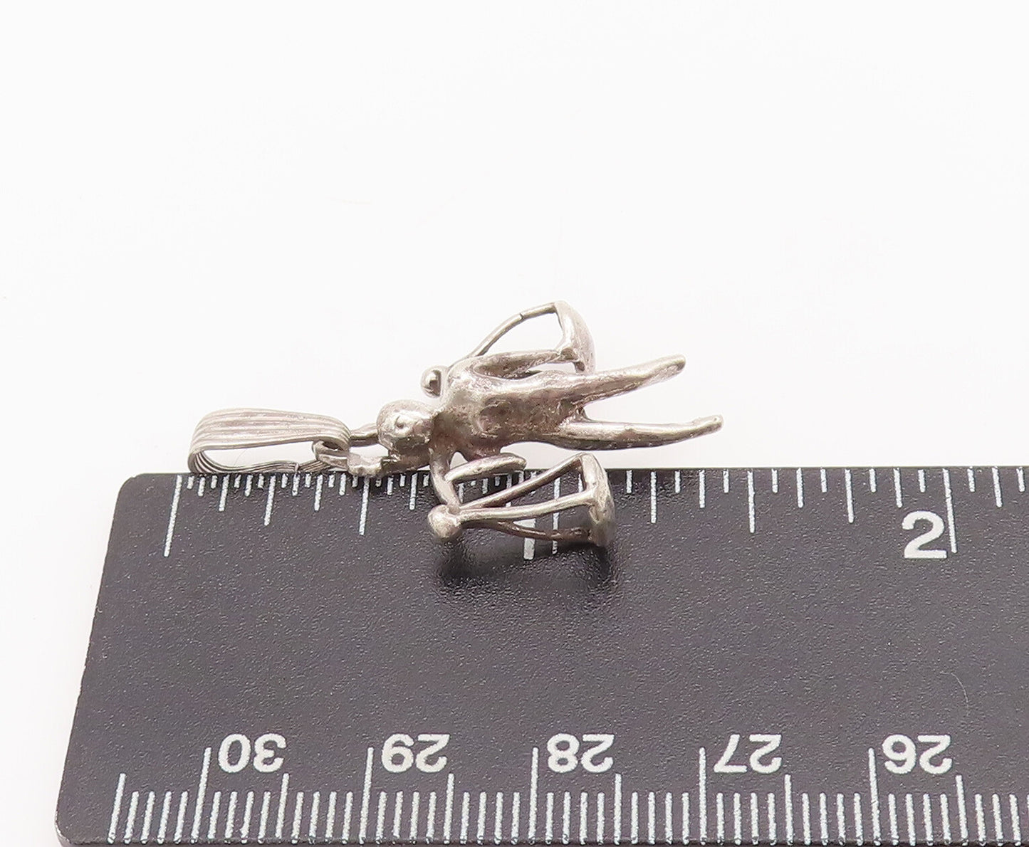 925 Sterling Silver Vintage Pendant Young Man Carrying Weighing Scale  PT22764