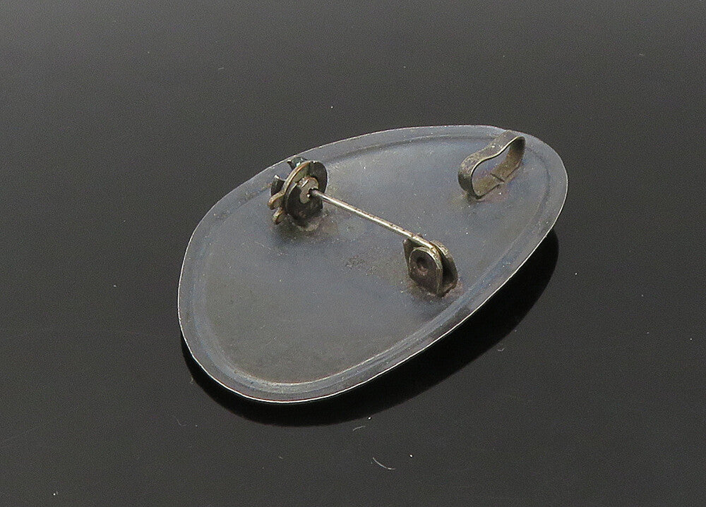 ISRAEL 925 Sterling Silver  Vintage Oxidized Spies & Grapes Brooch Pin  BP8803