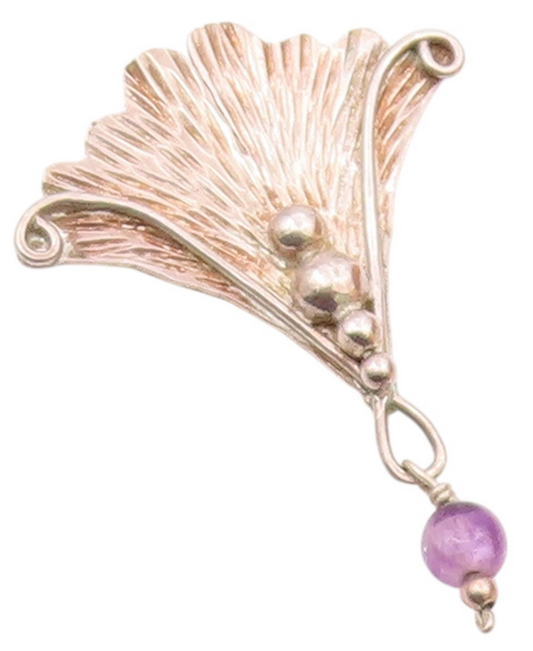 925 Silver  Vintage Linear Textured Shell & Chalcedony Bead Pendant  PT21245