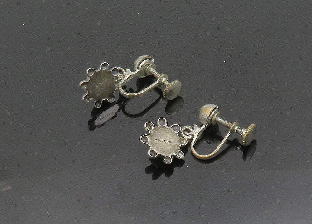 SOUTHWESTERN 925 Silver Vintage Turquoise Non Pierce Drop Earrings EG9868