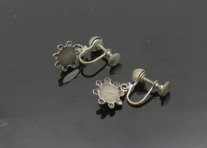 SOUTHWESTERN 925 Silver Vintage Turquoise Non Pierce Drop Earrings EG9868