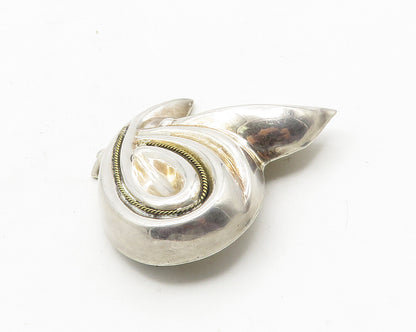 MEXICO 925 Sterling Silver  Vintage Hollow Rope Twist Detail Brooch Pin BP3989