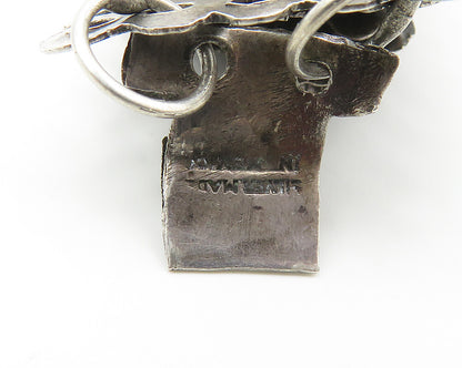 925 Sterling Silver  Vintage Hand Made Oxidized Rose Chain Bracelet  BT6807