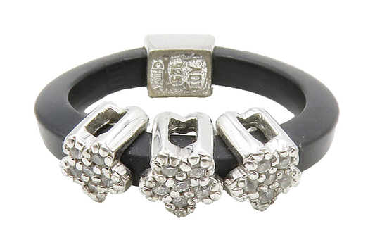 925 Sterling Silver  Shiny Topaz Floral Flexible Band Ring Sz 6.5  RG13863