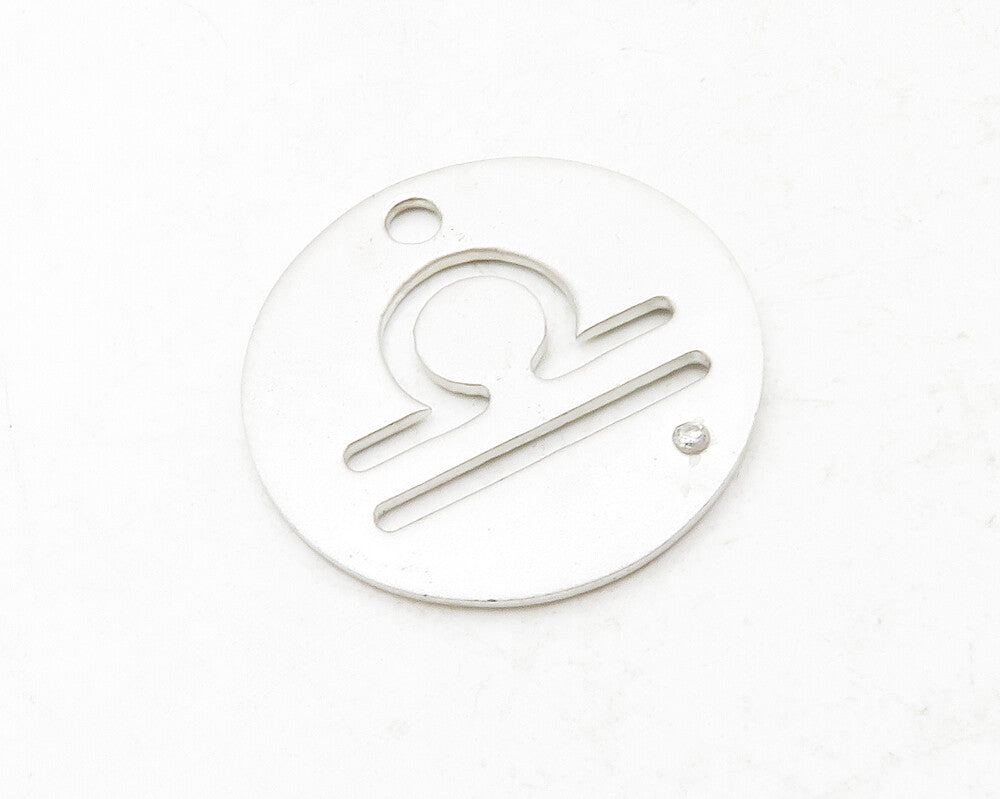 925 Sterling Silver  Genuine Diamond Accent Libra Zodiac Pendant  PT10185