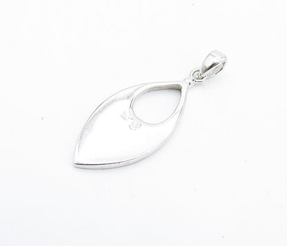 925 Sterling Silver  Inlaid Fire Opal Pattern Pointed Oval Pendant  PT5697