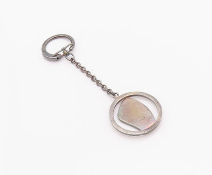 925 Sterling Silver Vintage Key Chain Dark Tone SS Rotterdam Ship Carved  TR3934