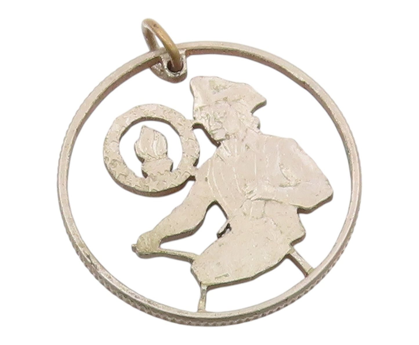 925 Sterling Silver  Vintage Man Playing Drum Dark Tone Pendant  PT17144