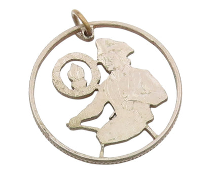925 Sterling Silver  Vintage Man Playing Drum Dark Tone Pendant  PT17144