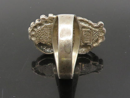 CAROL FELLEY 925 Silver  Vintage Floral Motif Cocktail Ring Sz 10  RG23808