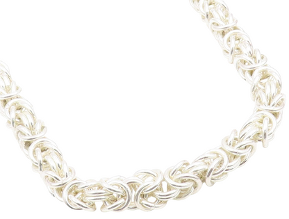 925 Sterling Silver Vintage Necklace Intricate Woven Solid Byzantine Link NE4826