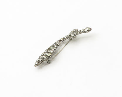 925 Sterling Silver  Vintage Topaz Cluster Sword Motif Brooch Pin  BP6654