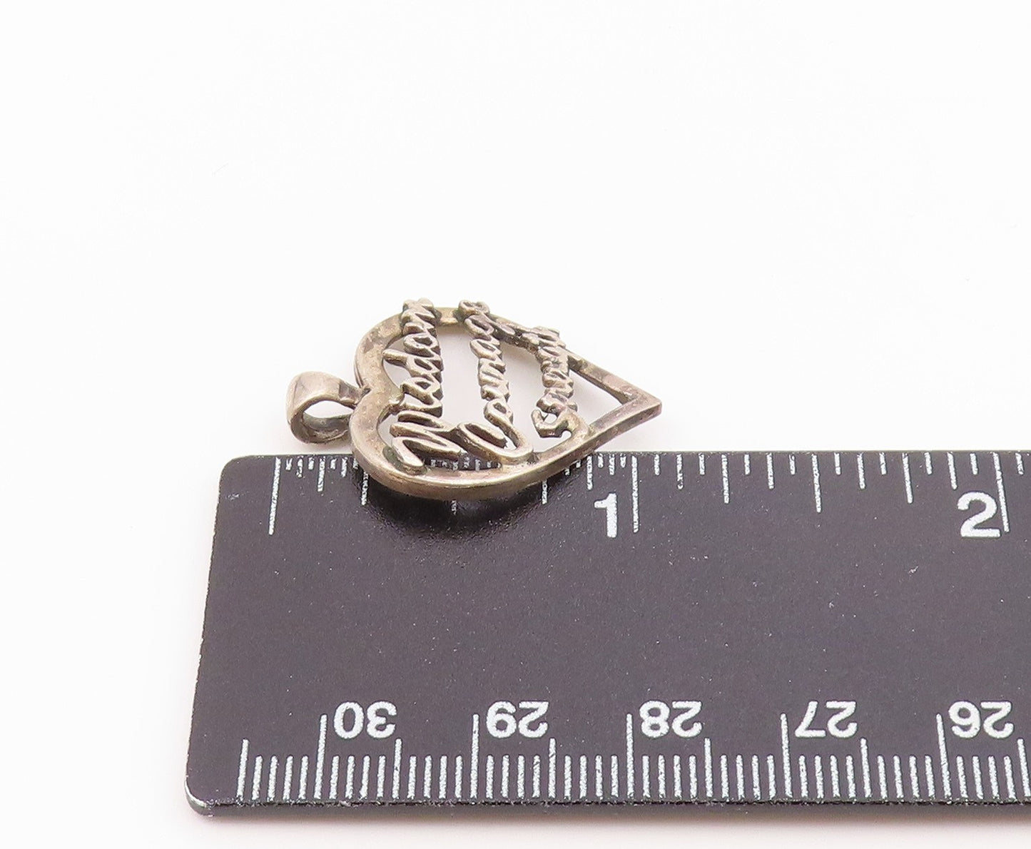 925 Silver  Vintage Wisdom Courage & Strength Love Heart Pendant  PT20733