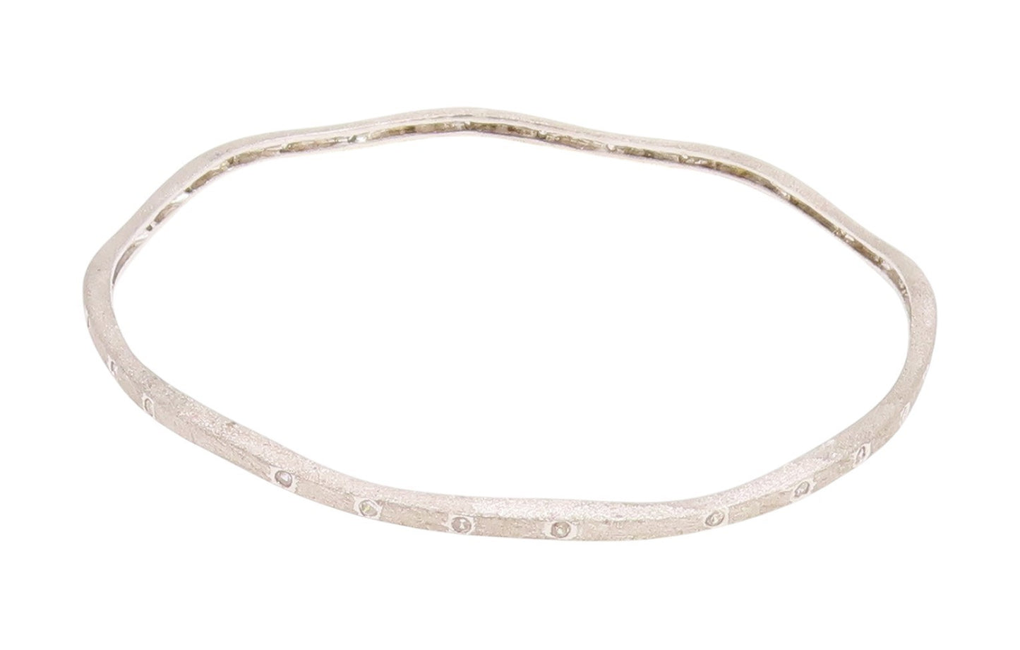 925 Sterling Silver Vintage Bracelet CZ Minimalist Elegant Wavy Bangle  BT11856