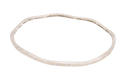 925 Sterling Silver Vintage Bracelet CZ Minimalist Elegant Wavy Bangle  BT11856