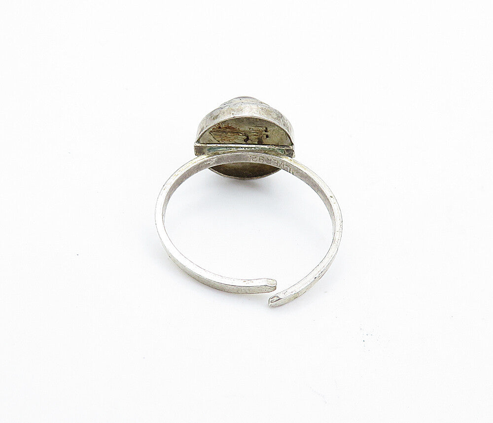 925 Sterling Silver  Vintage Cabochon Tiger's Eye Solitaire Ring Sz 5.5 RG6531