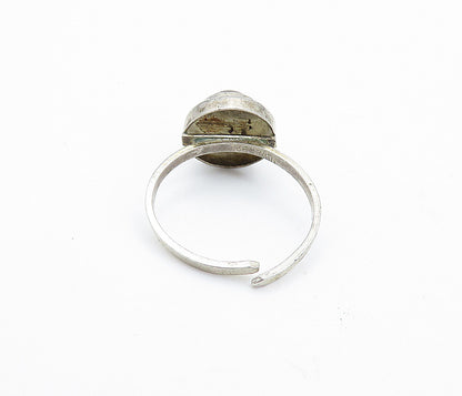 925 Sterling Silver  Vintage Cabochon Tiger's Eye Solitaire Ring Sz 5.5 RG6531