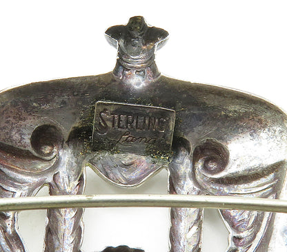 LANG 925 Sterling Silver  Vintage Old Fashioned Carriage Brooch Pin  BP6309
