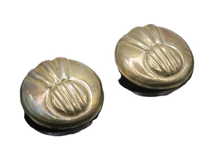 MEXICO 925 Silver  Vintage Hollow Fluted Design Non Pierce Earrings  EG8444