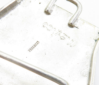 MEXICO 925 Sterling Silver  Vintage Etched Abstract Design Belt Buckle  TR1261