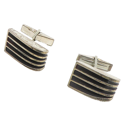 925 Sterling Silver  Vintage Dark Tone Split Design Cufflinks  TR2410