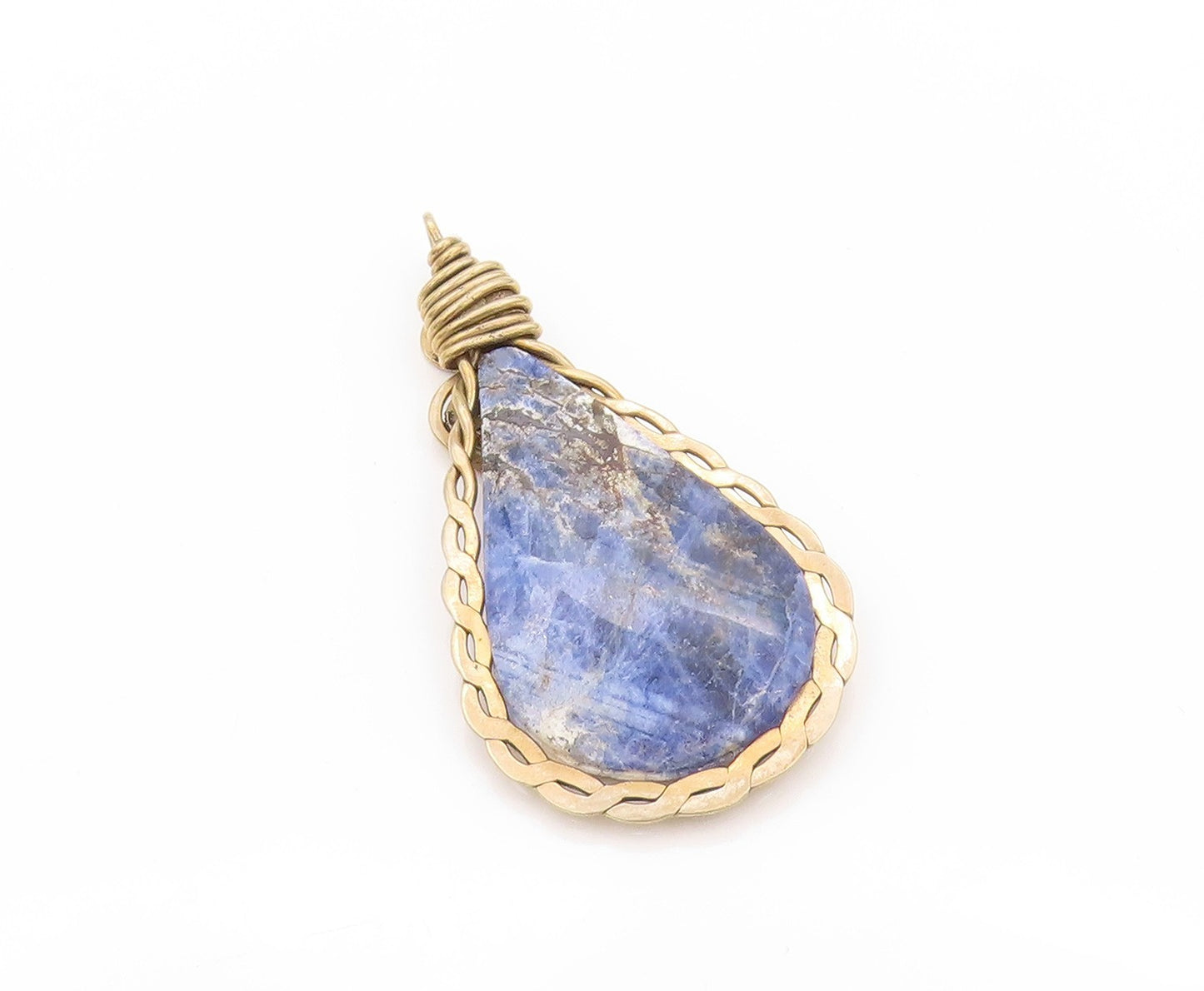 925 Sterling Silver Vintage Pendant Gold Plated Sodalite Metalwork Bulb  PT24087