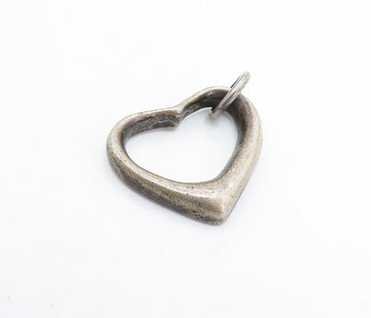 925 Sterling Silver  Vintage Petite Dark Tone Open Love Heart Pendant  PT4956