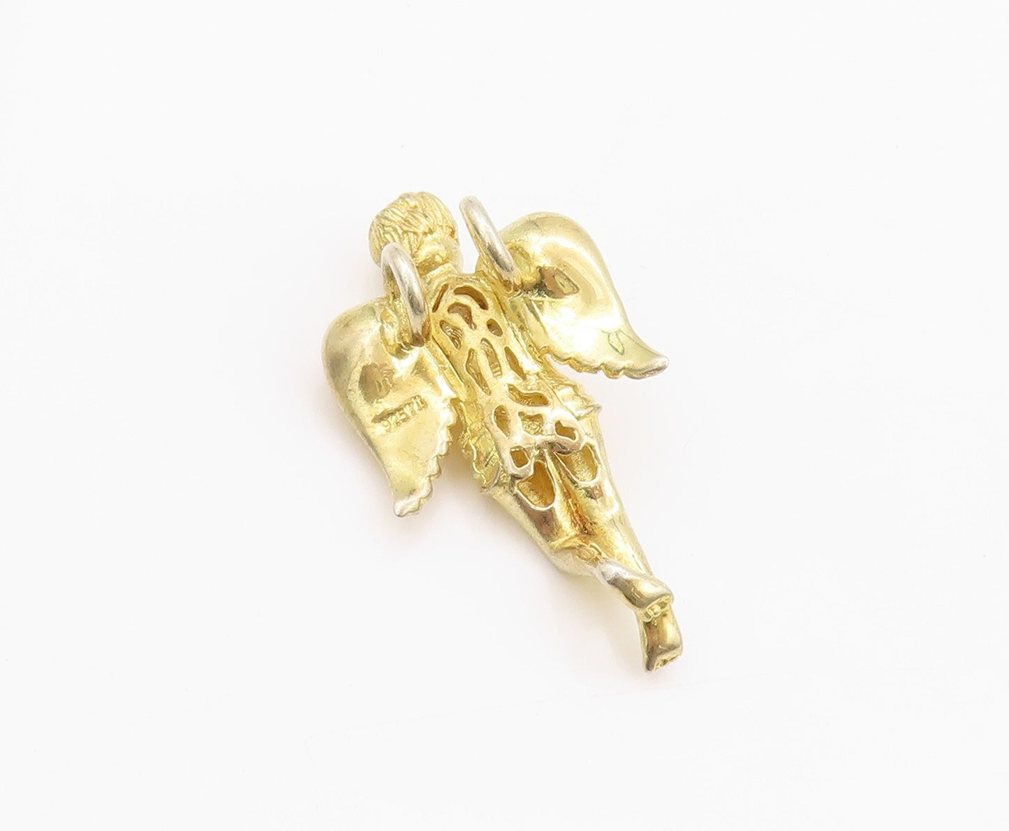 925 Sterling Silver Vintage Pendant Gold Plated Praying Cherub Angel  PT24035