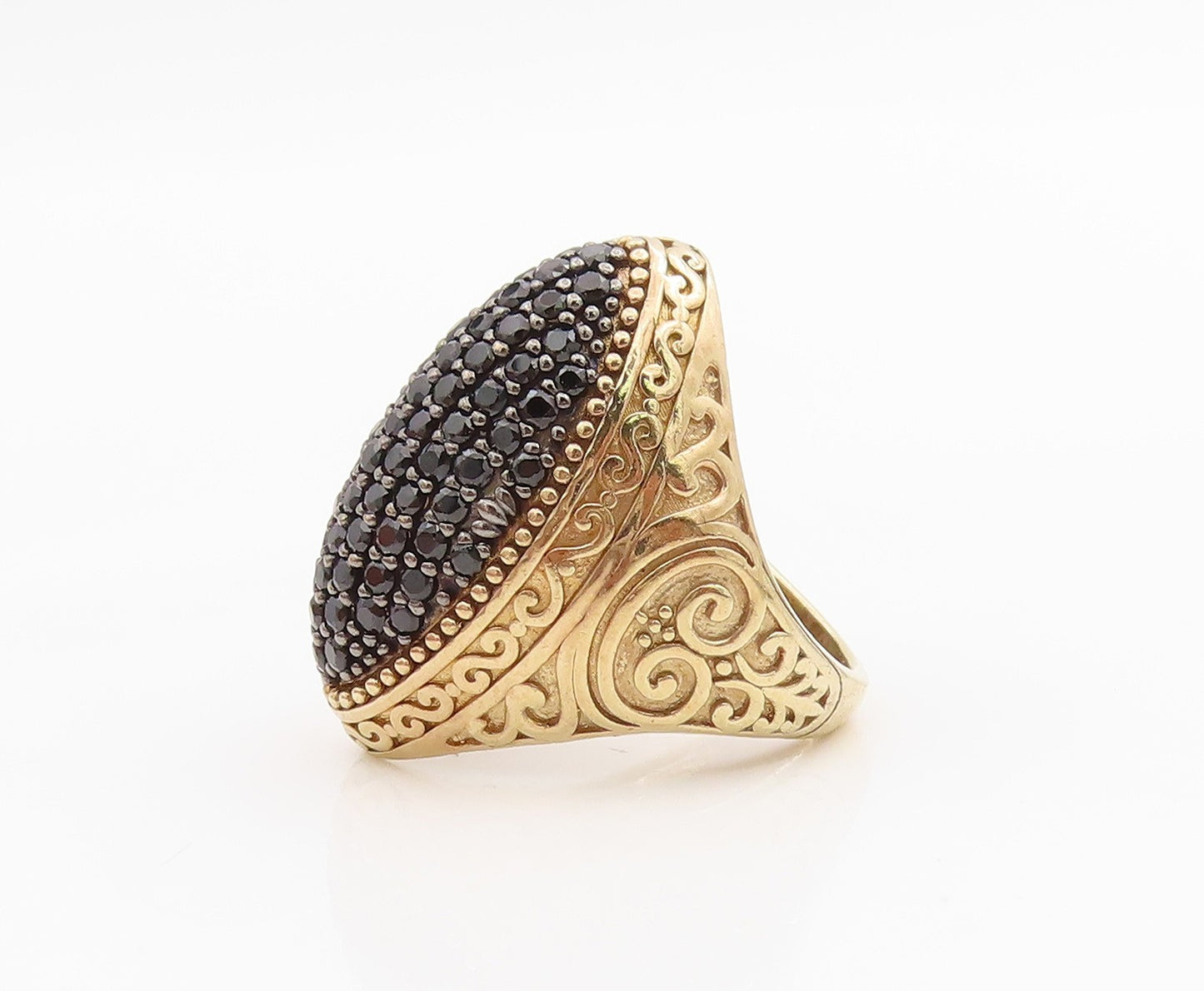 925 Sterling Silver Vintage Ring Gold Plated Spinel Cluster Band  Sz 6  RG34168