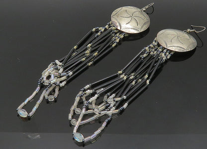 SOUTHWESTERN 925 Silver Vintage Black Onyx & Multi Stone Earrings EG10338