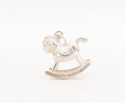 925 Sterling Silver Vintage Pendant Mini Rocking Horse Char Charm  PT23467