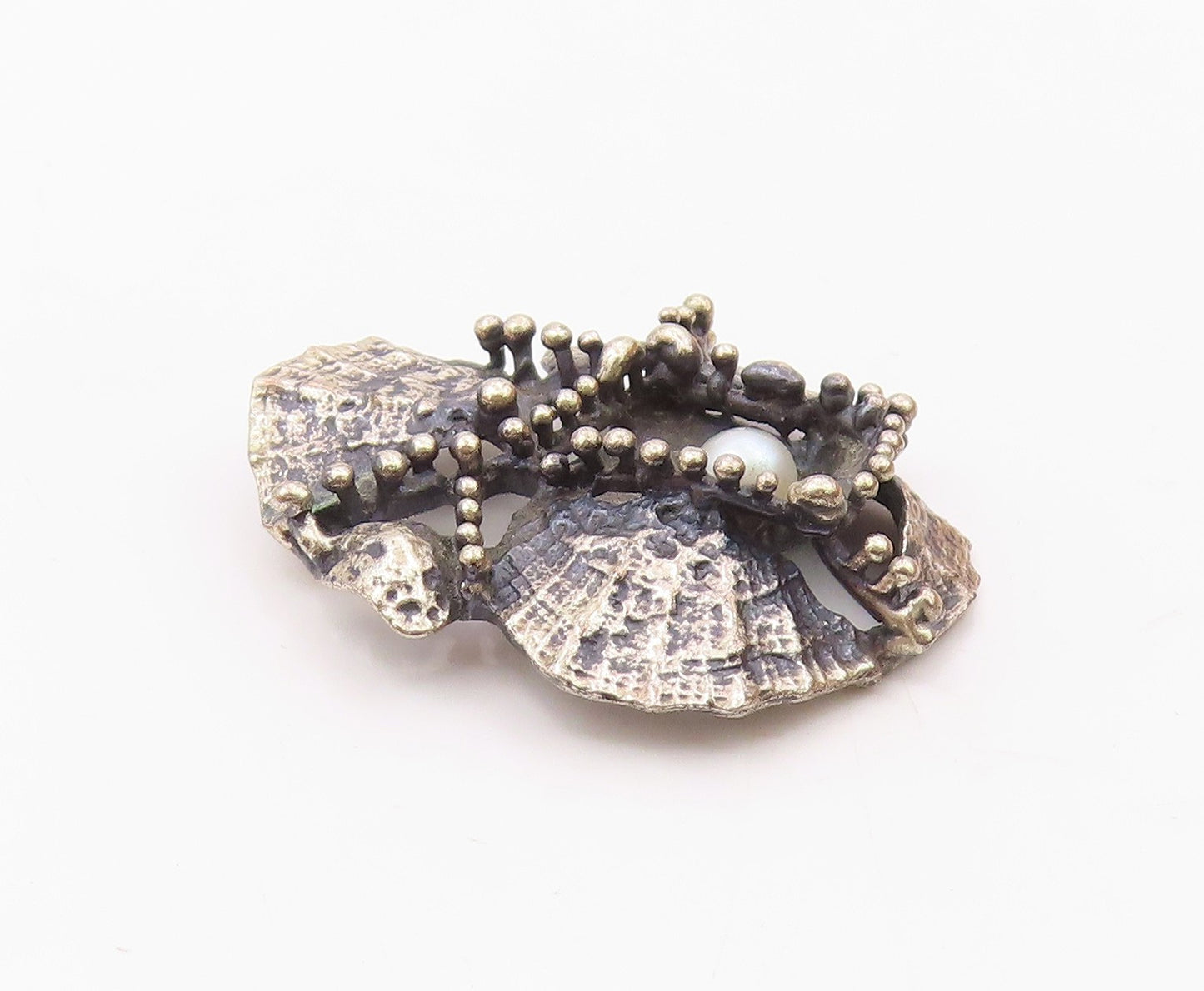 ANSON 925 Sterling Silver   Vintage Cultured Pearl Oxidized Pendant  PT18290