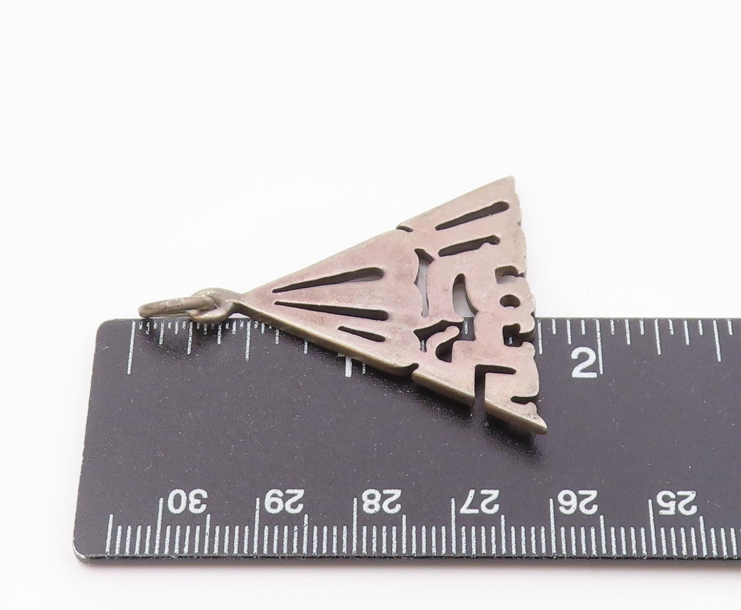 MIDDLE EAST 925 Silver  Vintage Egyptian Pyramid Cutout Pendant  PT19563