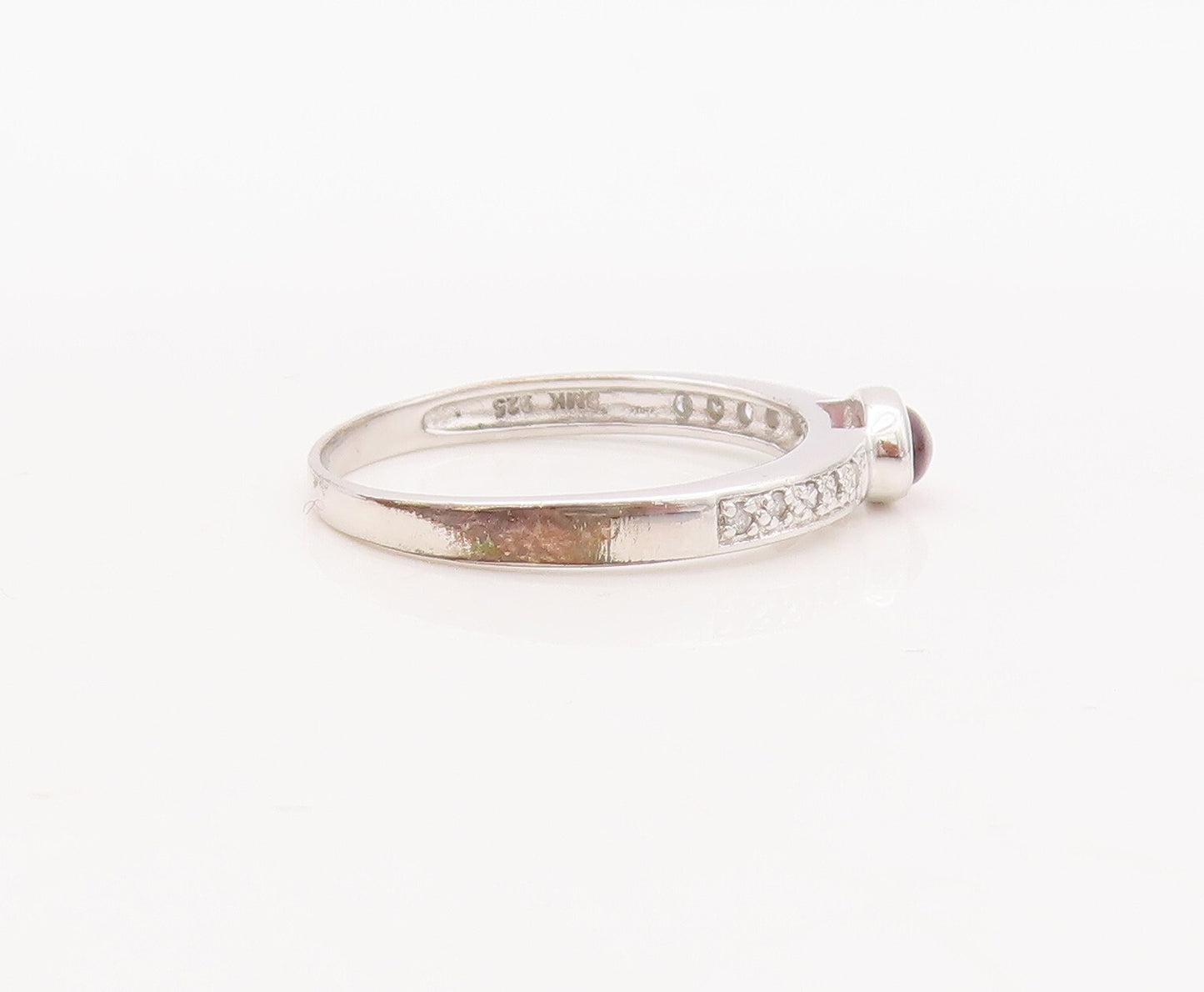 925 Sterling Silver Vintage Ring Stackable Diamonds & Gemstone  Sz 7.5  RG29903